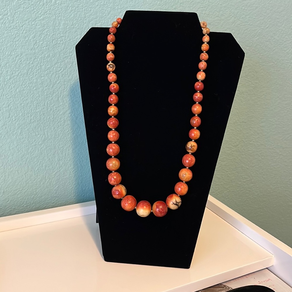 COPY - Red Jasper Bead Necklace and Earrings